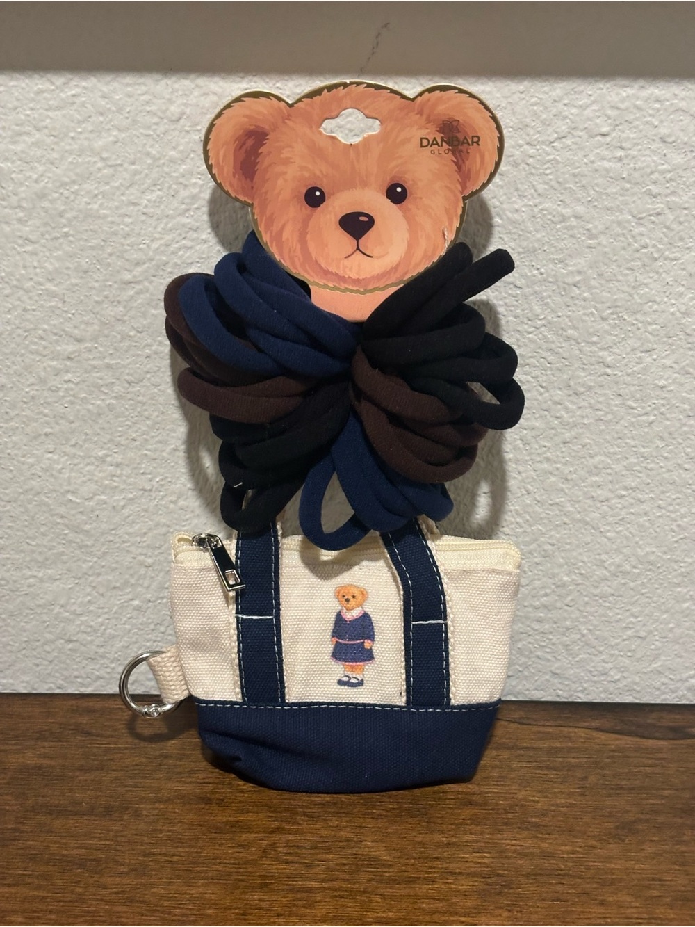 Bear Hair Tie Set with Mini Tote Bag Charm
